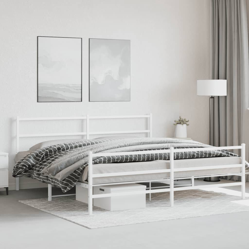 vidaXL Metal Bed White Emperor (7')